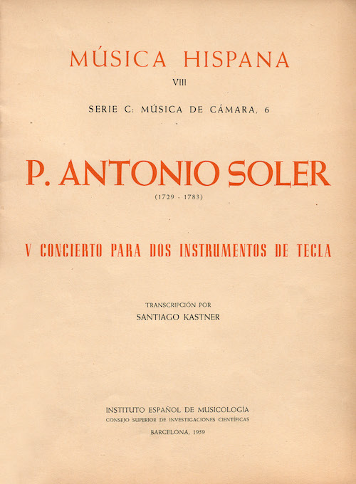 P. Antonio Soler (1729-1783): V Concierto para dos instrumentos de tecla